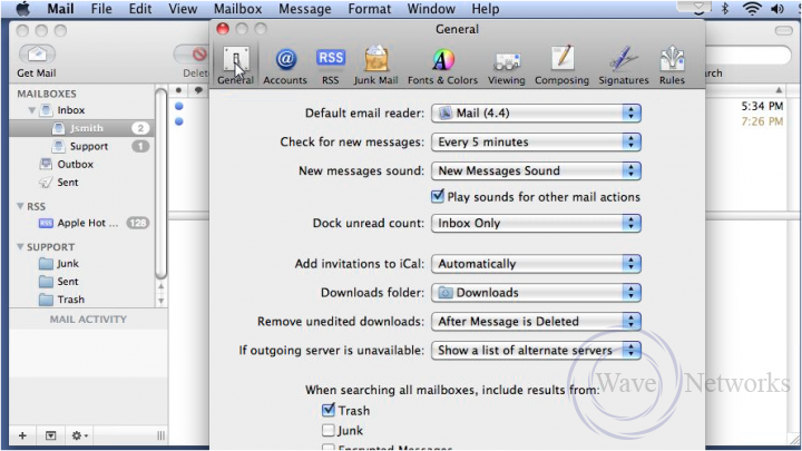 setting up mac mail behaviors